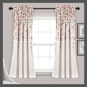 Lush Decor - Set of 2 (63"x52") Weeping Flower Light Filtering  Blush/Gray